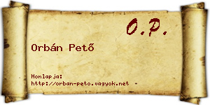 Orbán Pető névjegykártya